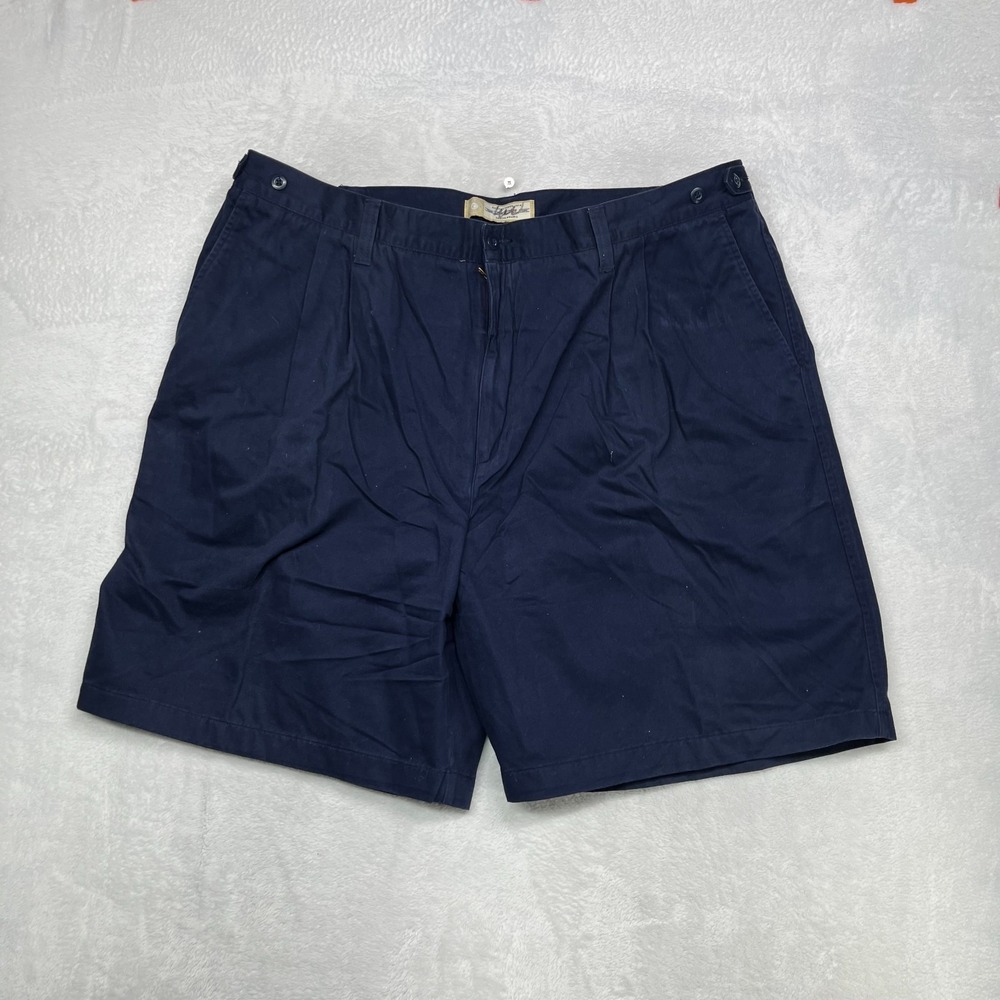 Vintage Cherokee Chino Shorts Men's Navy Blue Pleated Slash Pockets Classic - 44